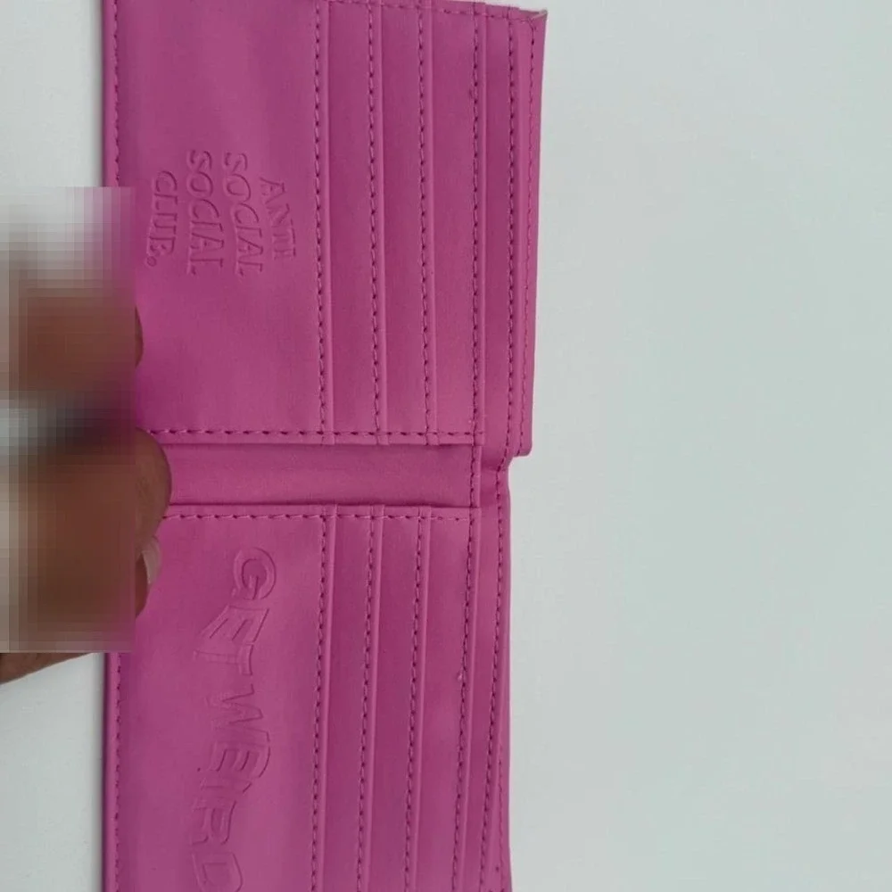 Anti‎ Social Social Club Wallet Mens OS Pink Excellent Get Weird Bifold Leather
